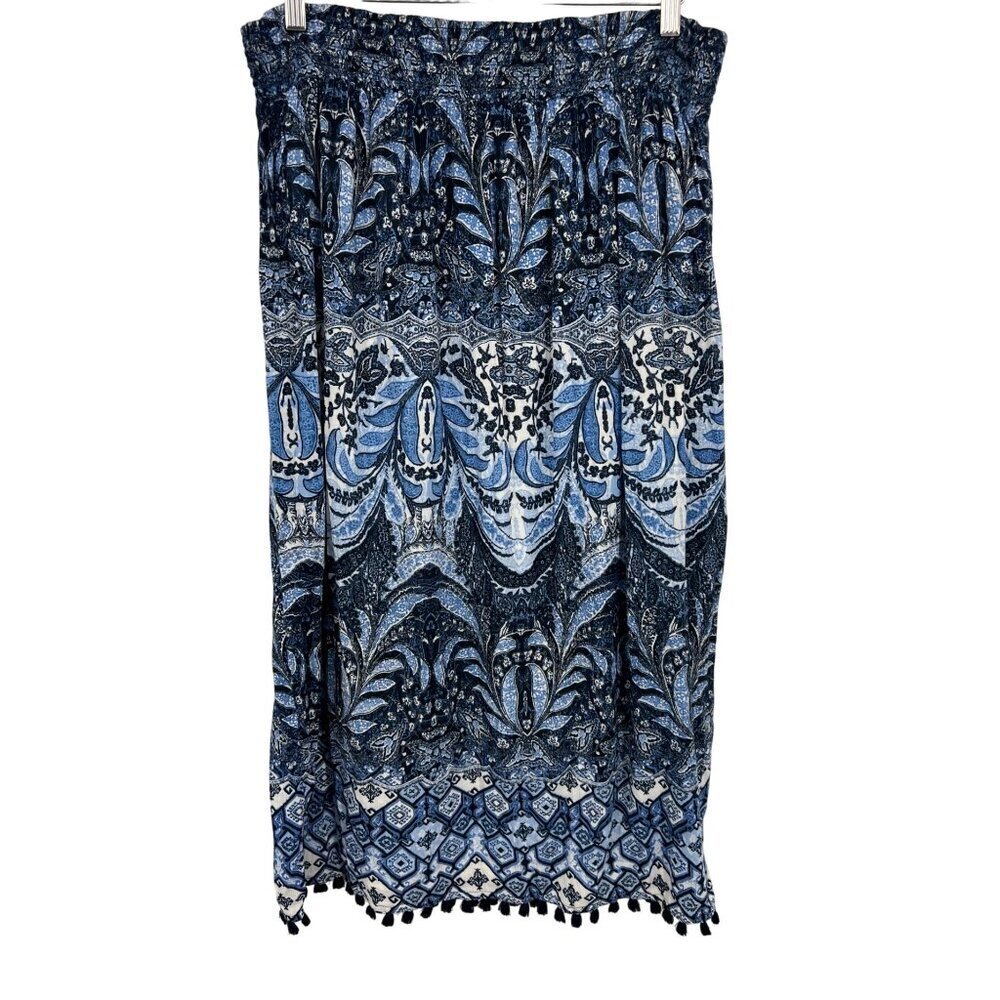 J. Jill Womens Blue Black Women Skirt Size Small S Midi Maxi Ruch Waist New - Picture 4 of 9
